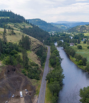 View of Sh-13 near Kooskia as seen above.