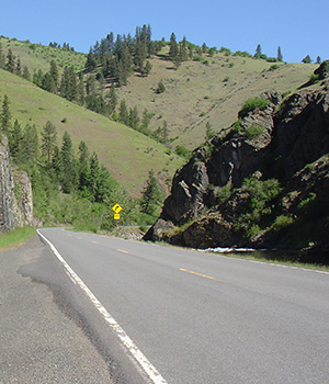 View of roadway on SH-14 near mile post 3.