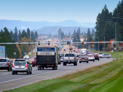 Traffic congestion on US-95 in Coeur d'Alene.