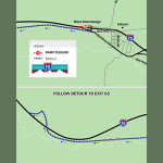 Map of detour in construction area around Inkom.