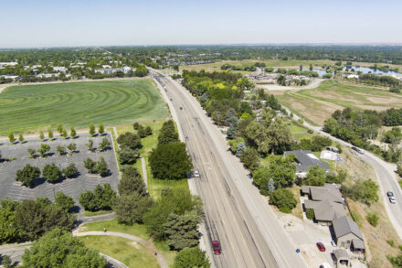Aerial view of roadway of Chinden Boulevard, US-20/26, in Boise, Idaho.
