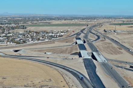 Aerial view of the System interchange at Pocatello.