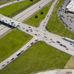 Aerial view of the US-95, I-90 interchange in 2025.