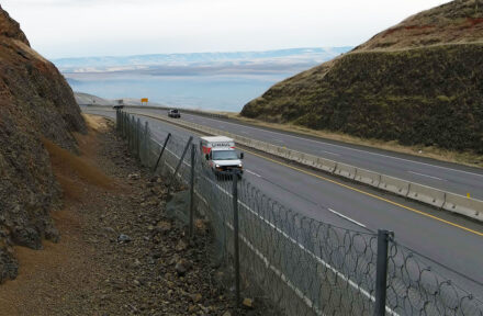 A picture of the damage rockfall fencing on the US-95 Lewiston Grade that will be replaced.