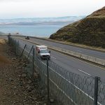 Picture of the rockfall fencing on the Lewiston Grade.