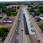 Aerial view of traffic on Interstate 84 in Caldwell