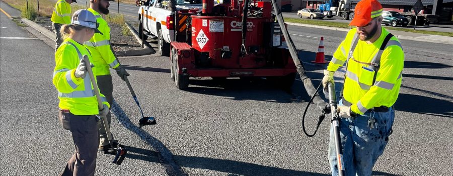 Crews sealing cracks on US-95 in Coeur d'Alene.