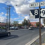 Picture of the intersection where west State Highway 8 and north U.S. Highway meet in Moscow. Gritman Hospital can be seen in the background.