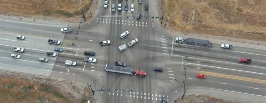 Aerial view of the SH-16/44 intersection where a new interchange will be built.