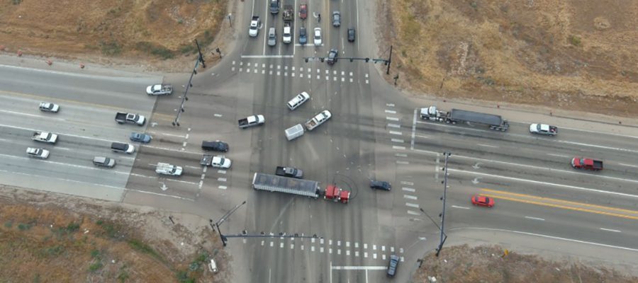 Aerial view of the SH-16/44 intersection where a new interchange will be built.