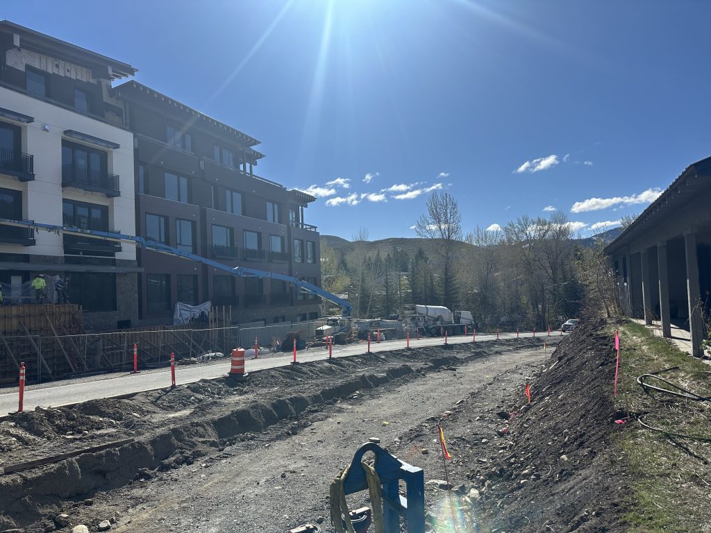 Road work on SH-75 near the River Street intersection.