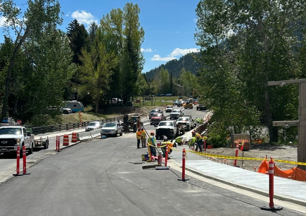 Crews working on the Trail Creek Bridge in Ketchum.