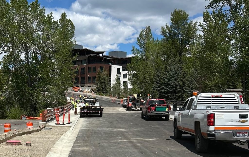 Crews working on the Trail Creek Bridge in Ketchum.