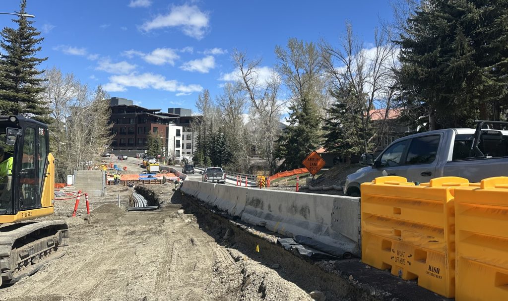Crews working on the Trail Creek Bridge in Ketchum.