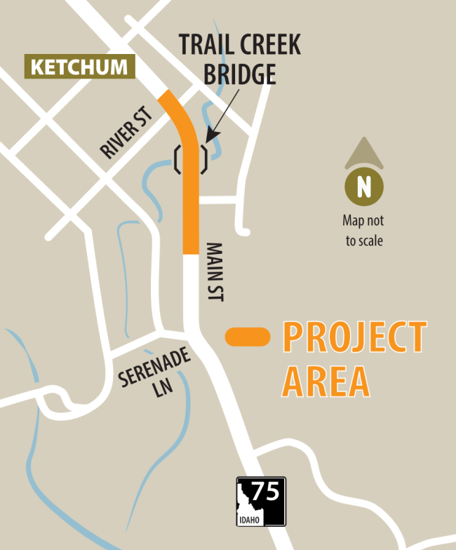 Detour map showing flagging between Andora Lane and River Street