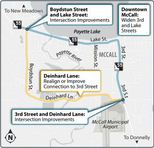 McCall Deinhard to Boydstun project graphic map that shows impacted area