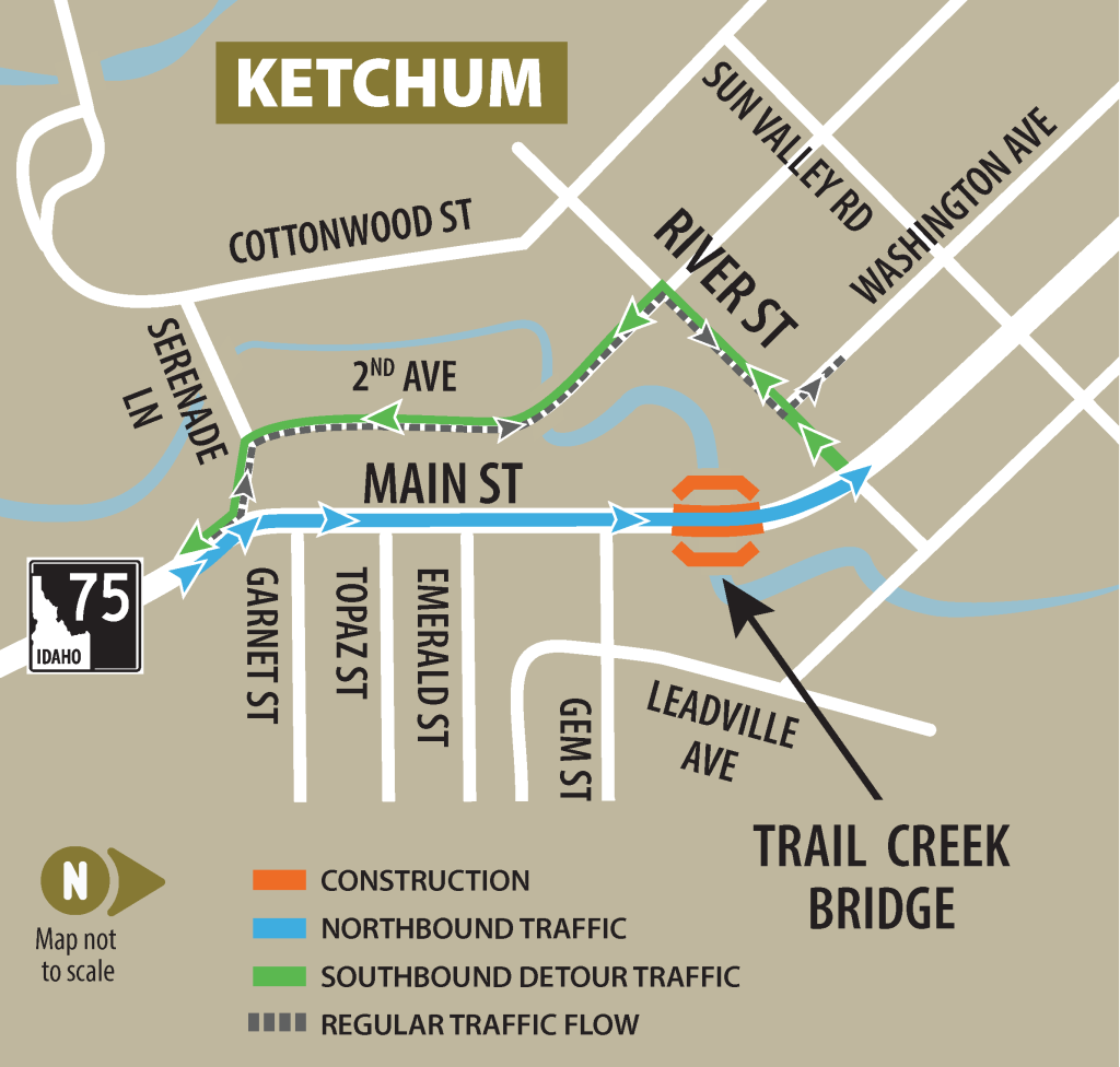 SH-75 southbound detour map