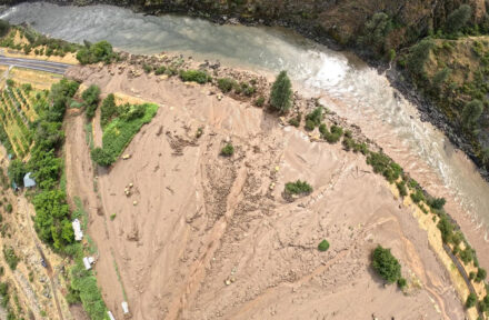 A drone photo of the US-95 landslide near Fiddle Creek north of Riggins that happened on the Fourth of July holiday.