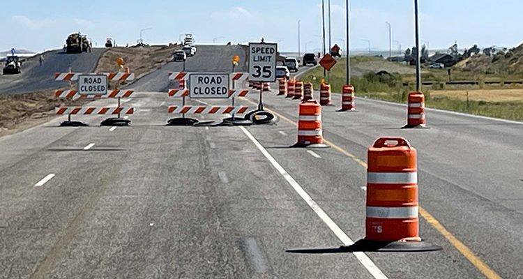 Road construction with closures and traffic shift on US-20 South St. Anthony interchange.