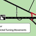 Graphic map of US-20 west of Idaho Falls indicating traffic movement changes near the junction of US-20, US-26 at the INL entrance.