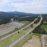 Aerial view of I-90 between Post Falls and Coeur d'Alene.