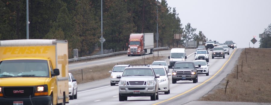 Traffic congestion on Interstate 90 between Post Falls and Coeur d'Alene.