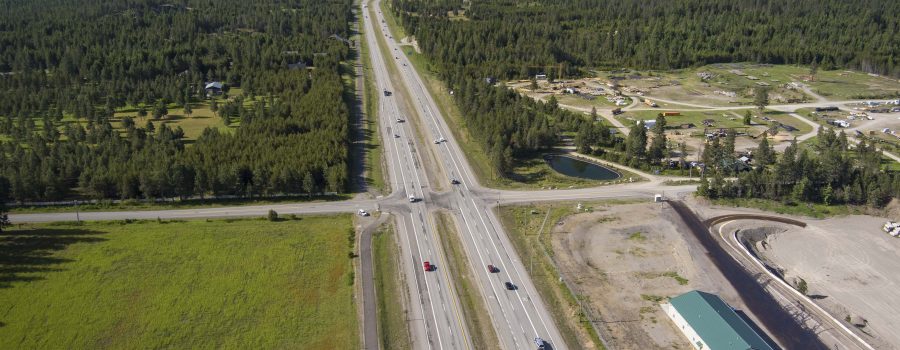 Aerial view of US-95 near the Parks Road intersection.
