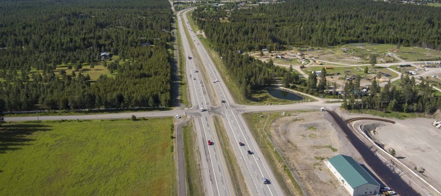 Aerial view of US-95 near the Parks Road intersection.