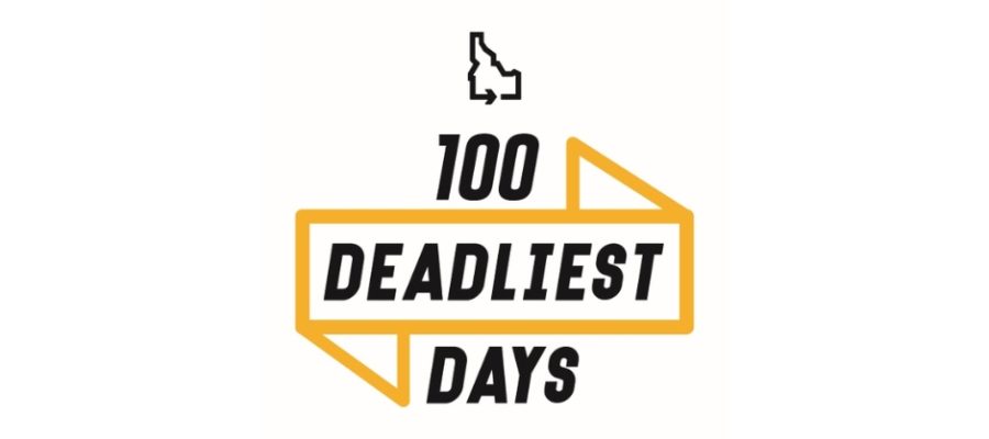 100 Deadliest Days Logo - Image of Idaho on top with "100 Deadliest Days" written in black, outlined in yellow.