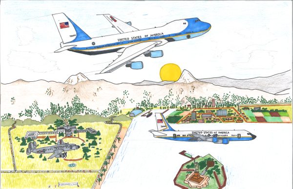 A drawing of Air Force One.