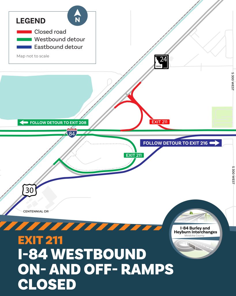 Westbound ramps at Exit 211 will temporarily close beginning Friday