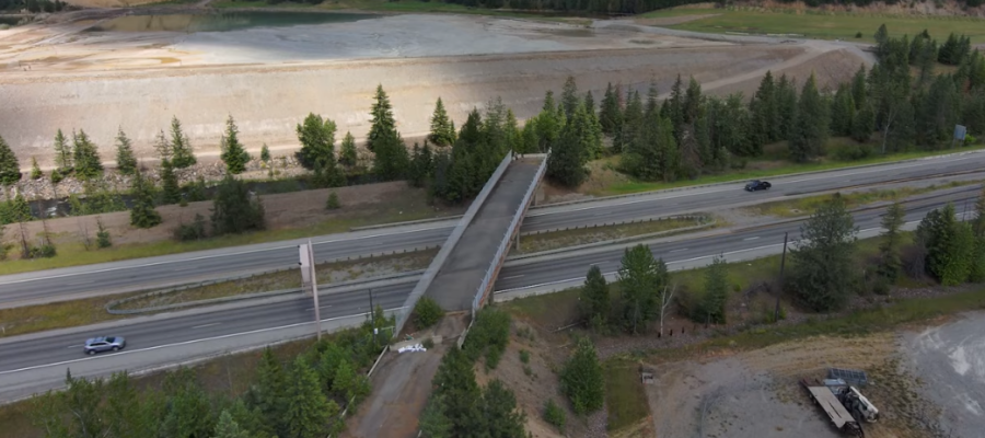 Aerial view of the abandoned overpass.