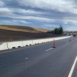 View of the new pavement near the southern section on the US-95 Thorn Creek to Moscow route.