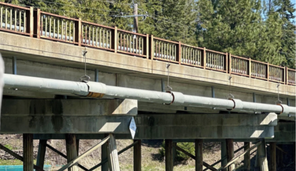 Side view of the existing Priest River Bridge on US-2.