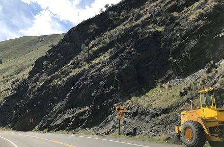 Picture of a rocky slope by US-95 near Riggins.