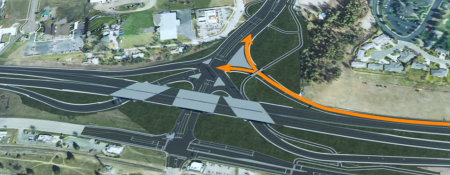 Model showing the new routes for drivers using the westbound I-90 off ramp in Post Falls.