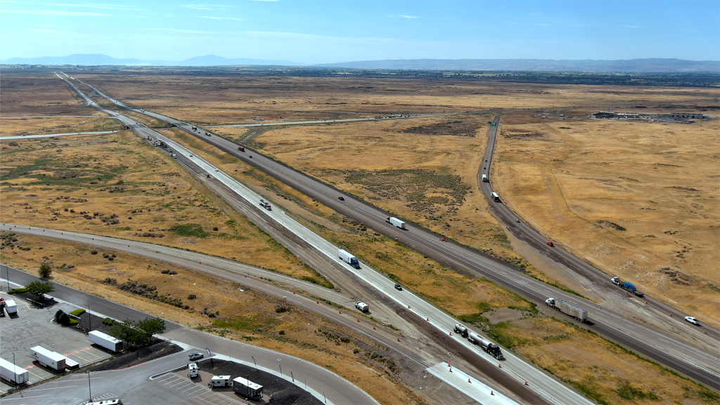 Drone photo of I-84 near the Twin Falls Interchange