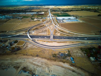 Aerial view of I-84/SH-16 Interchange