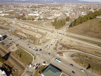 Drone shot of the work zone in February 2023