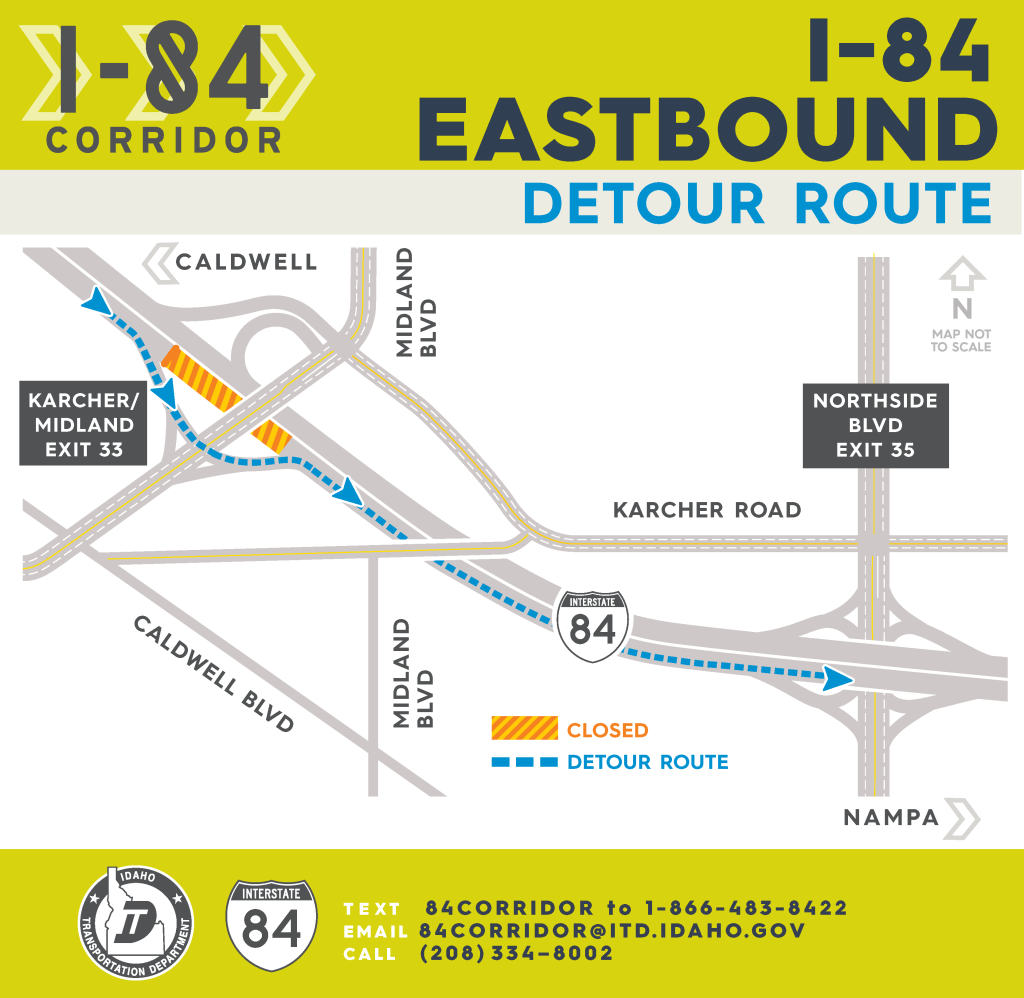 I-84 eastbound detour route