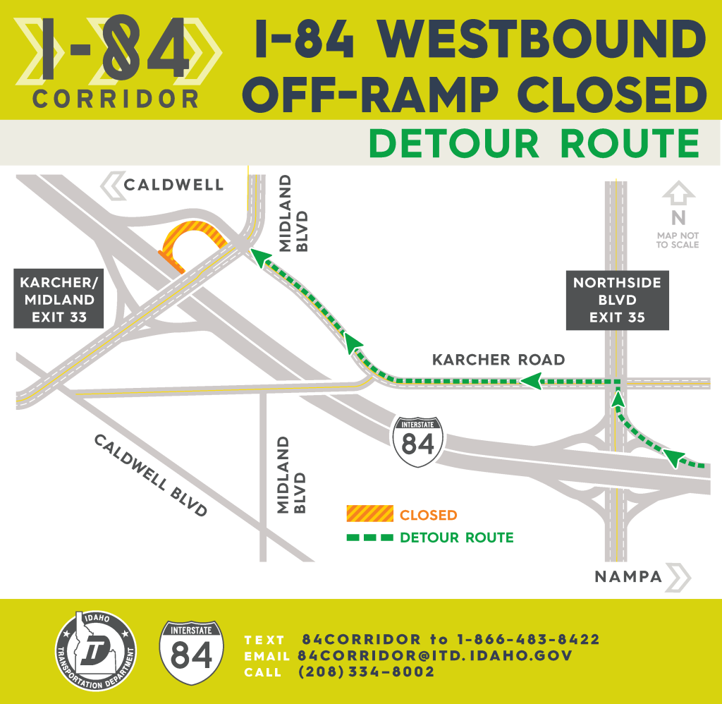 I-84 westbound off-ramp detour route