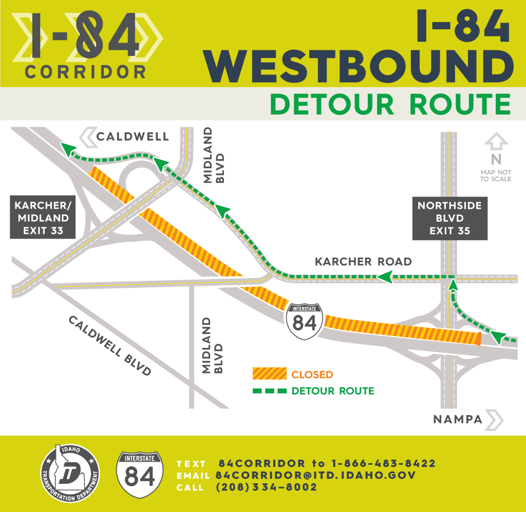 I-84 westbound detour route