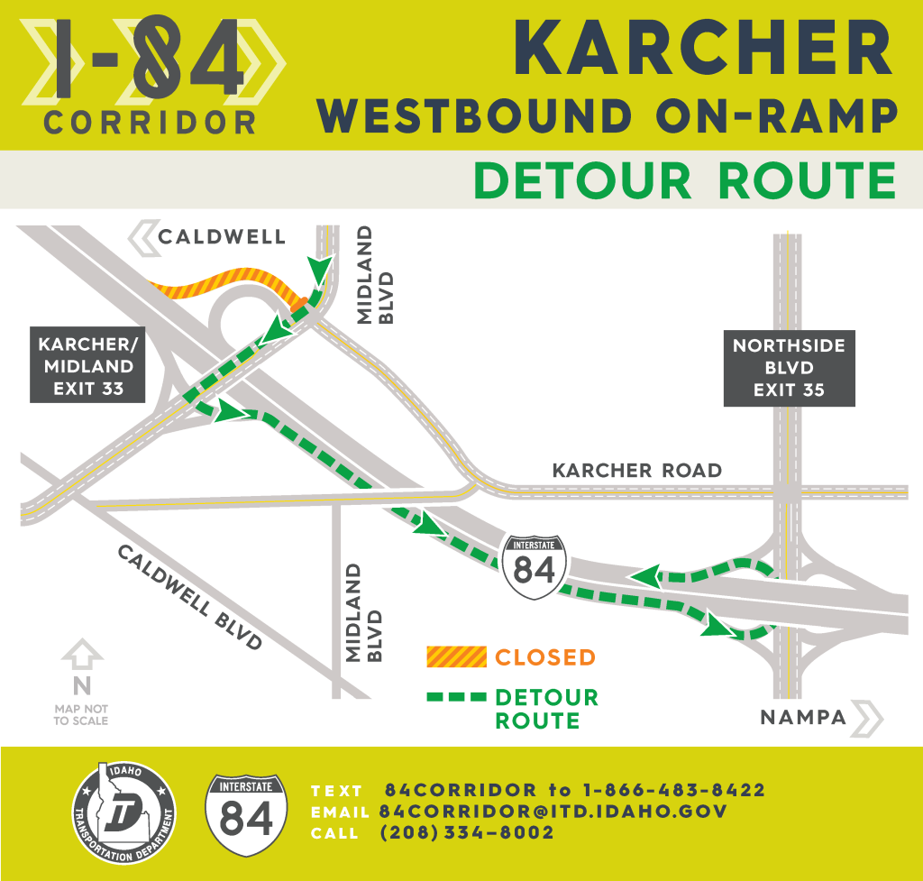 Karcher westbound on-ramp detour route