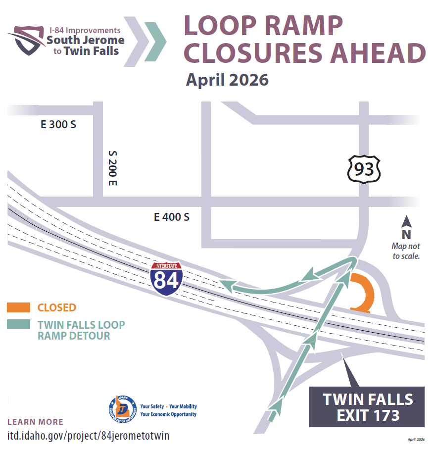 Loop westbound on-ramp detour map.