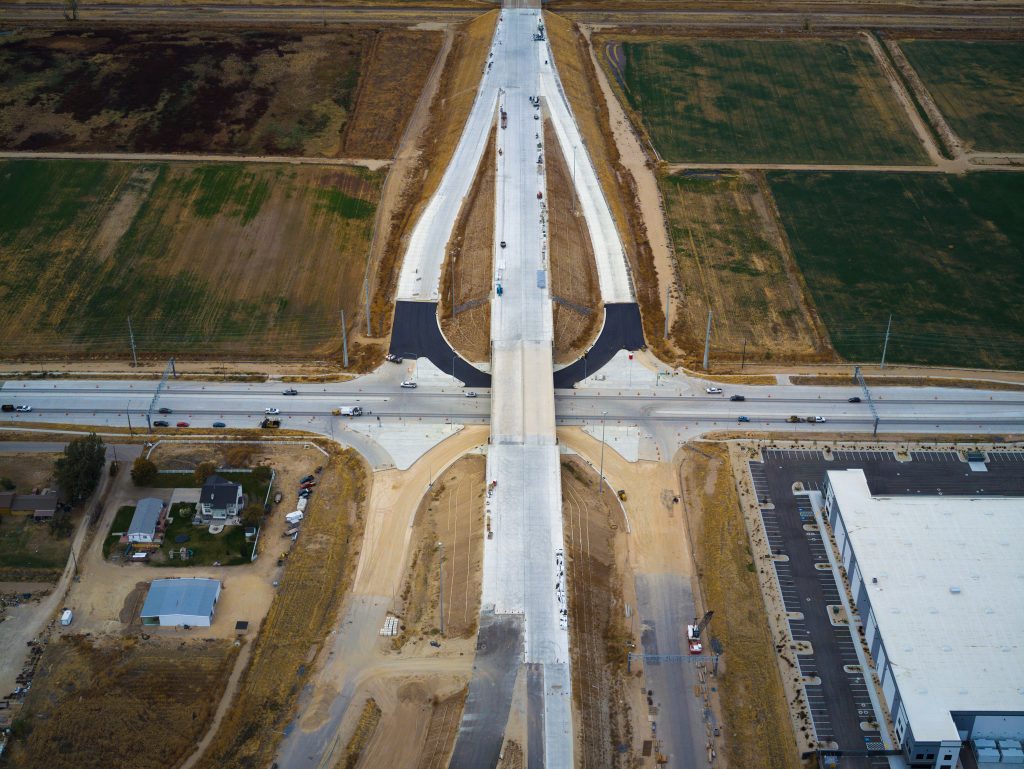 Aerial view of future SH-16/Franklin Road Interchange