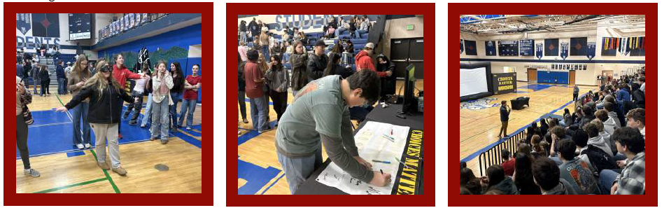 Photo collage of students participating in the "Choices Matter" presentation at Bonners Ferry High School.