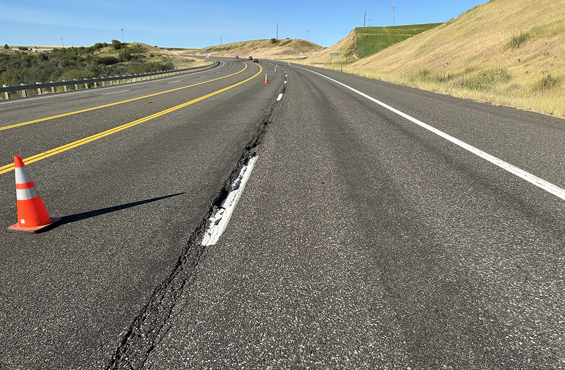 Centerline crack on the highway