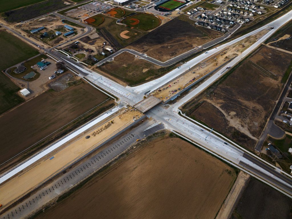 The SH-16/Ustick Road interchange, March 2026