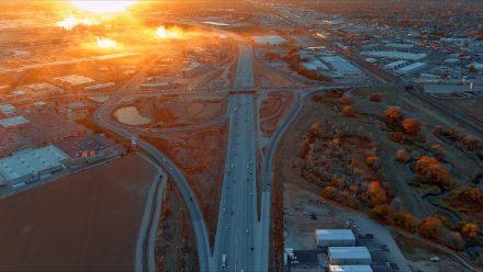 Aerial drone photo of the Karcher Interchange facing south