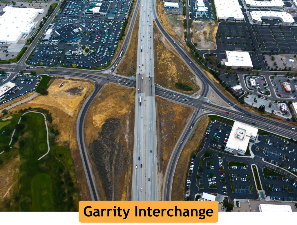 Drone photo of Garrity Interchange